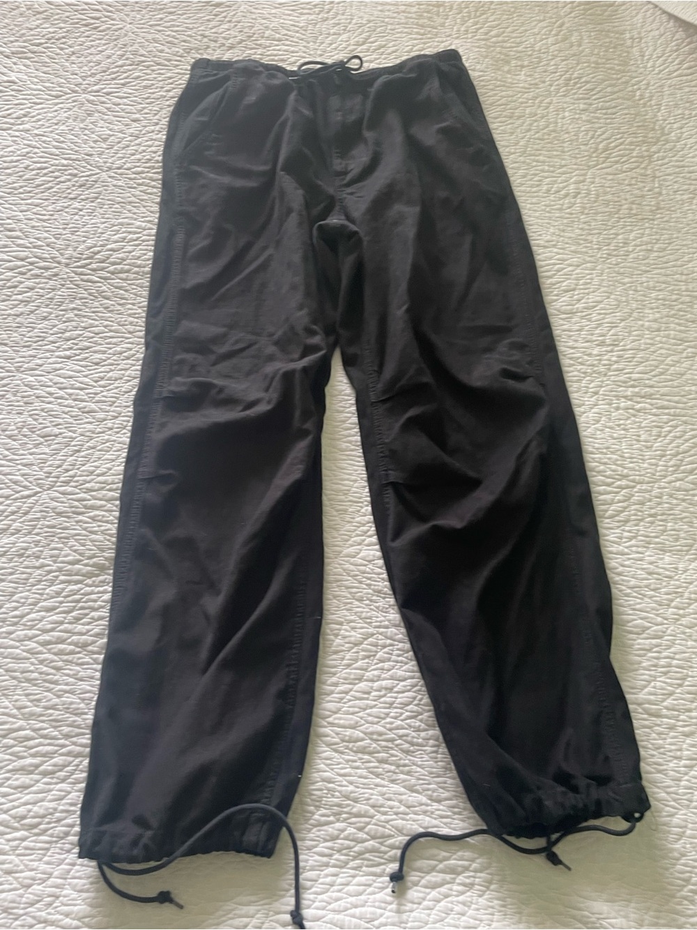 Womens Aritzia TNA Black 100% cotton Drawstring Casual Pants Size Large